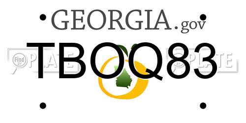 TBOQ83 Georgia License Plate