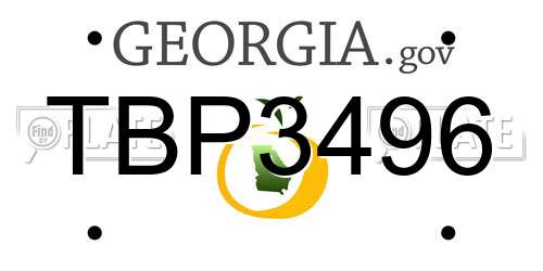 TBP3496 Georgia License Plate