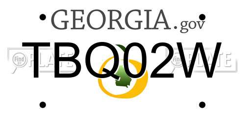 TBQ02W Georgia License Plate