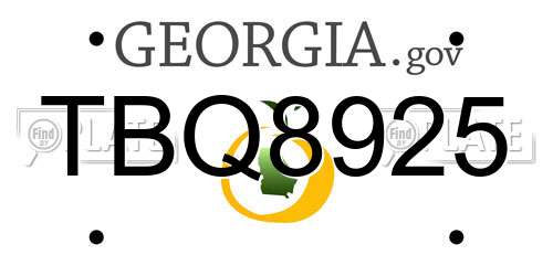 TBQ8925 Georgia License Plate