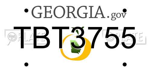 TBT3755 Georgia License Plate