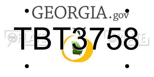 TBT3758 Georgia License Plate