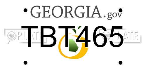 TBT465 Georgia License Plate