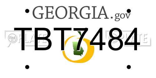 TBT7484 Georgia License Plate