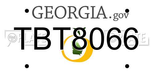 TBT8066 Georgia License Plate