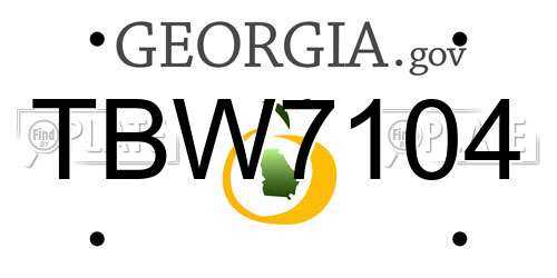 TBW7104 Georgia License Plate