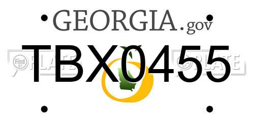 TBX0455 Georgia License Plate