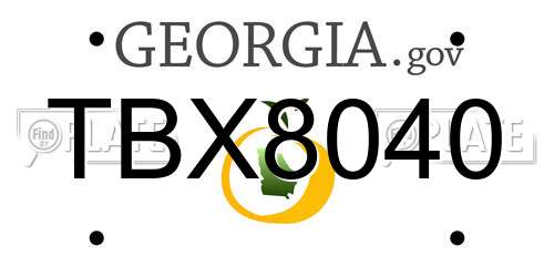 TBX8040 Georgia License Plate