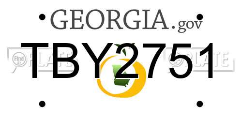 TBY2751 Georgia License Plate