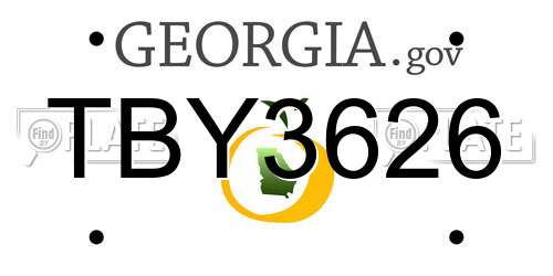 TBY3626 Georgia License Plate