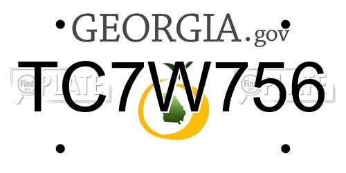 TC7W756 Georgia License Plate