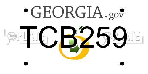 TCB259 Georgia License Plate