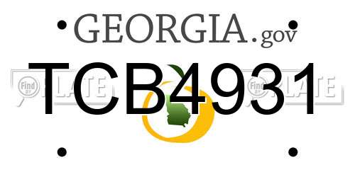 TCB4931 Georgia License Plate