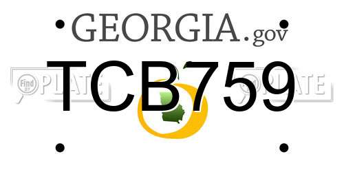 TCB759 Georgia License Plate