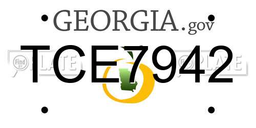 TCE7942 Georgia License Plate