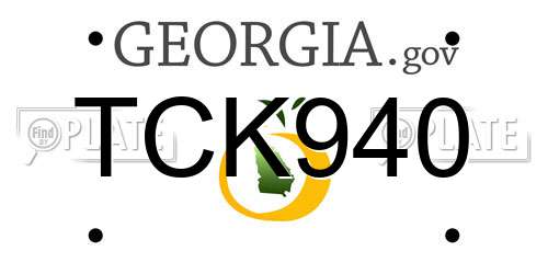 TCK940 Georgia License Plate