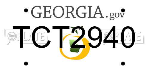 TCT2940 Georgia License Plate