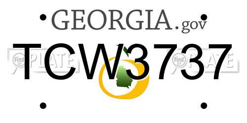 TCW3737 Georgia License Plate