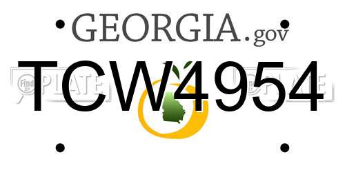 TCW4954 Georgia License Plate