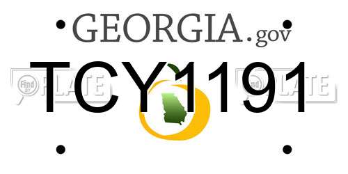 TCY1191 Georgia License Plate