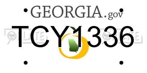 TCY1336 Georgia License Plate