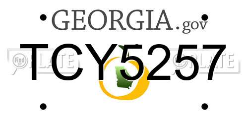 TCY5257 Georgia License Plate