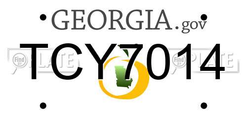TCY7014 Georgia License Plate