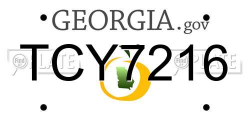 TCY7216 Georgia License Plate