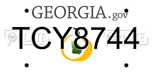 TCY8744 Georgia License Plate