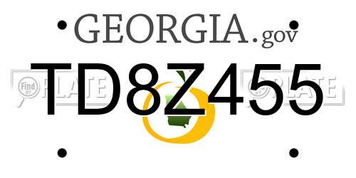 TD8Z455 Georgia License Plate