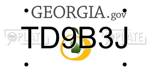 TD9B3J Georgia License Plate
