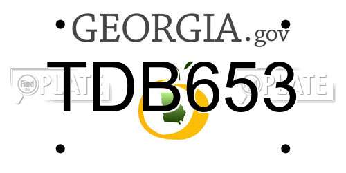 TDB653 Georgia License Plate