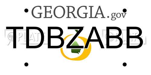 TDBZABB Georgia License Plate