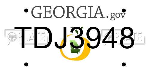 TDJ3948 Georgia License Plate