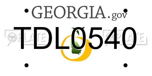 TDL0540 Georgia License Plate