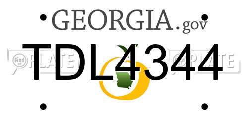 TDL4344 Georgia License Plate