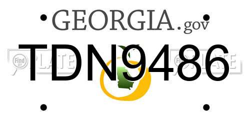 TDN9486 Georgia License Plate