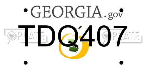 TDQ407 Georgia License Plate