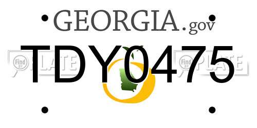 TDY0475 Georgia License Plate