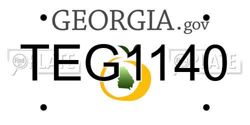 TEG1140 Georgia License Plate