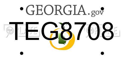 TEG8708 Georgia License Plate