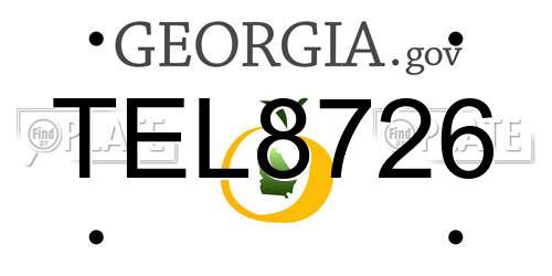 TEL8726 Georgia License Plate