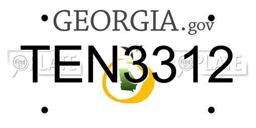 TEN3312 Georgia License Plate