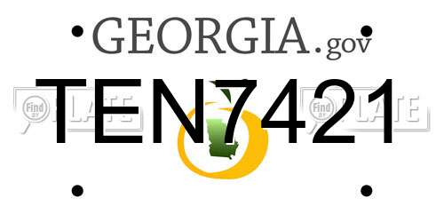TEN7421 Georgia License Plate