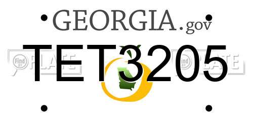 TET3205 Georgia License Plate