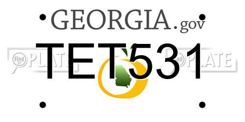 TET531 Georgia License Plate