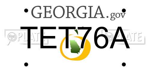 TET76A Georgia License Plate
