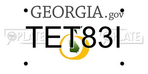 TET83I Georgia License Plate