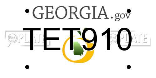 TET910 Georgia License Plate