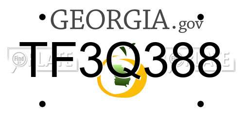 TF3Q388 Georgia License Plate